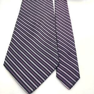 Jos A Bank 100% Men's Silk Repp Neck Tie Purple/ Black/ White 61"L x 3.75"W